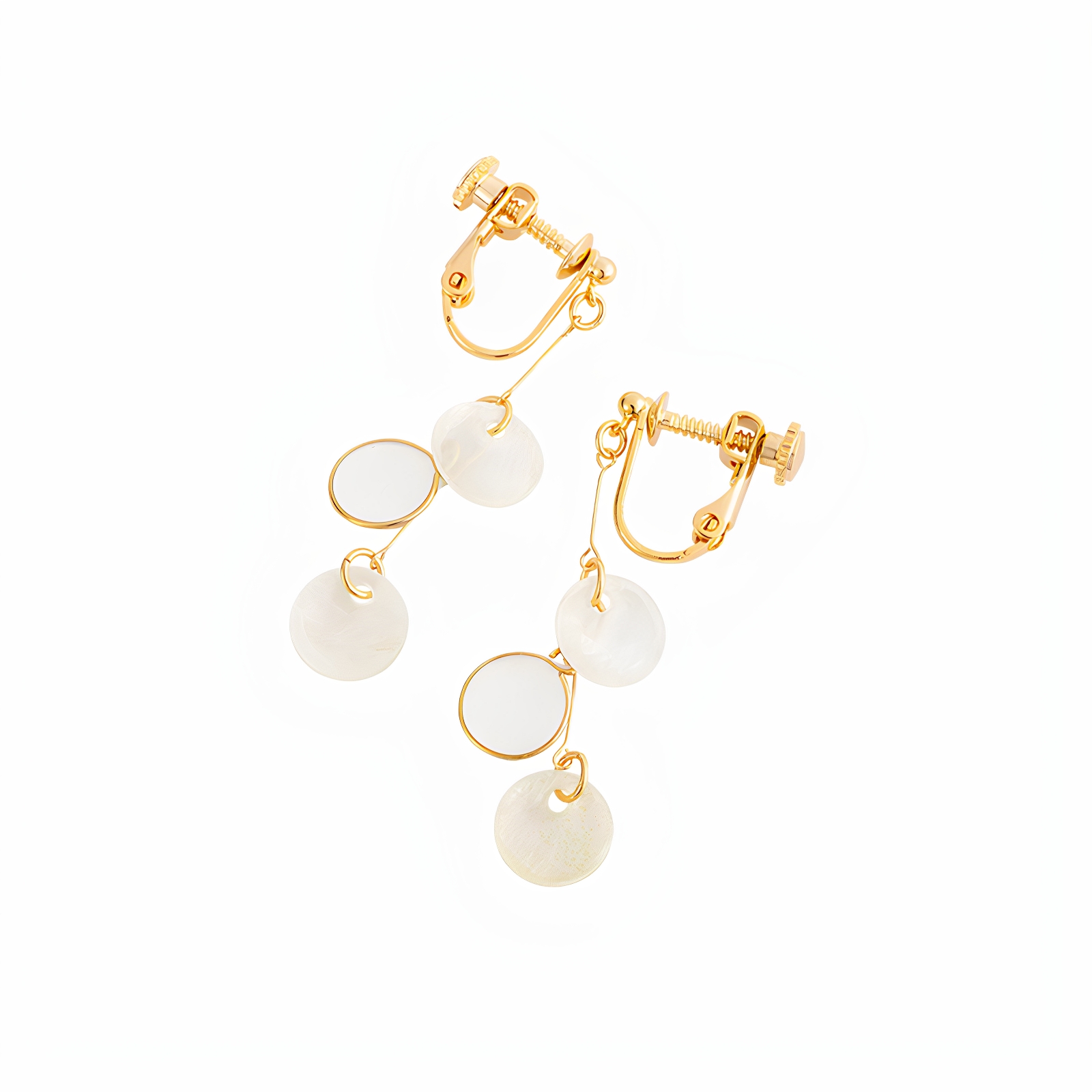 OSEWAYA耳夹无耳洞白贝母度假风日本气质耳饰高级感少女新款耳环 - 图1