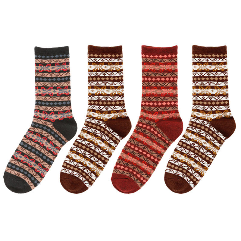 尔晏春秋洋气咖色巧克力提花中筒袜 尔晏短袜/打底袜/丝袜/美腿袜