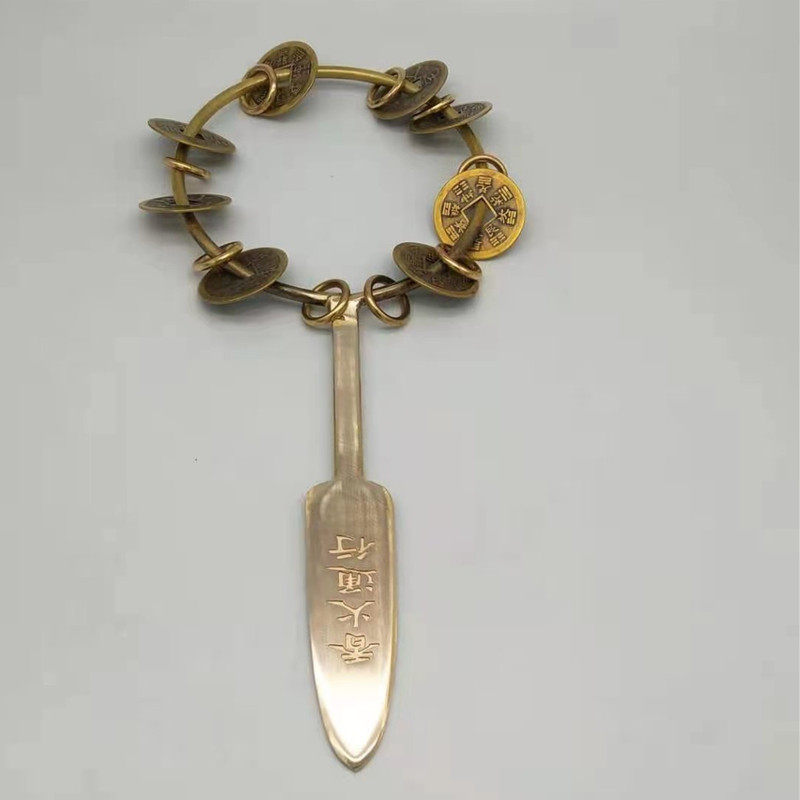 畅销黄铜小号刻字师刀香火通行铜制工艺品铃刀卦刀铜制工艺品_虎窝淘