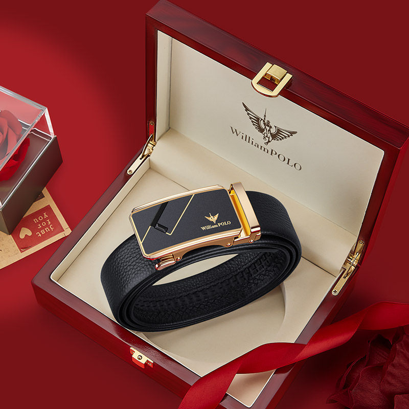 保罗男士真皮2022新款自动扣皮带 williampolo腰带/皮带/腰链