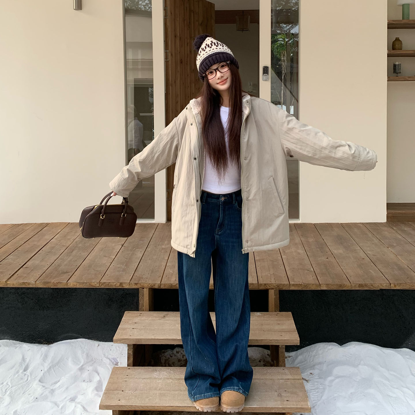 橘子树在哪儿复古高腰加绒微喇牛仔裤女冬季简约休闲显瘦拖地裤子,淘宝优惠券,粉丝福利购,淘宝优惠卷