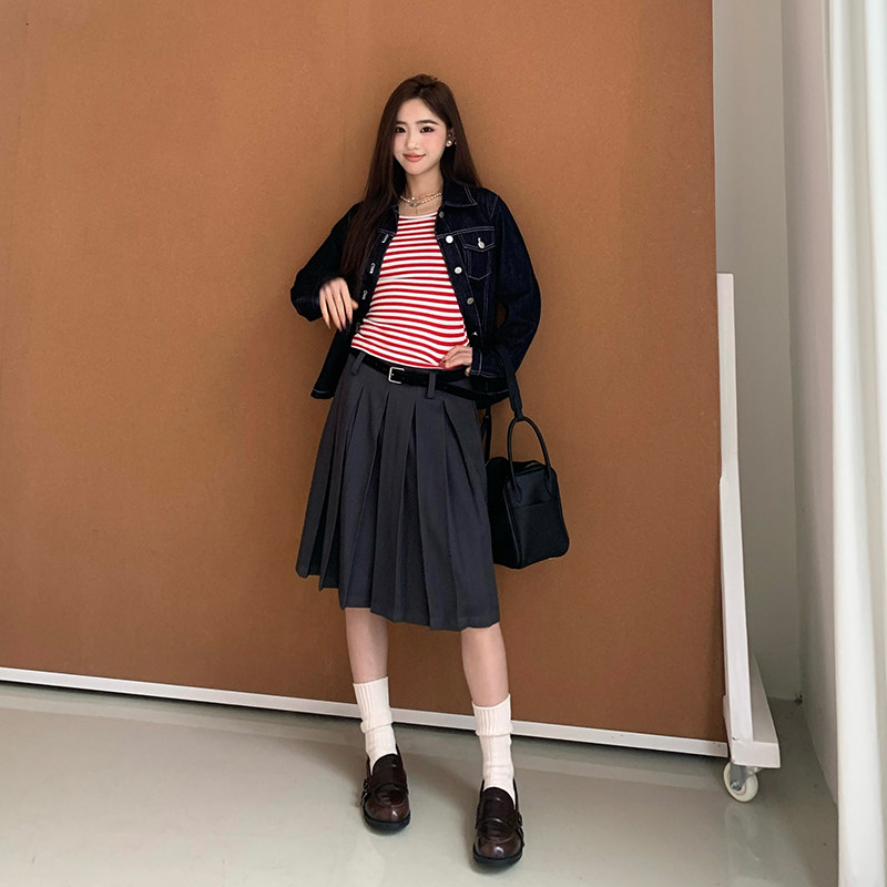 橘子树在哪儿黑色五分半身裙女秋季学院风百搭显瘦气质a字百褶裙,淘宝优惠券,粉丝福利购,淘宝优惠卷