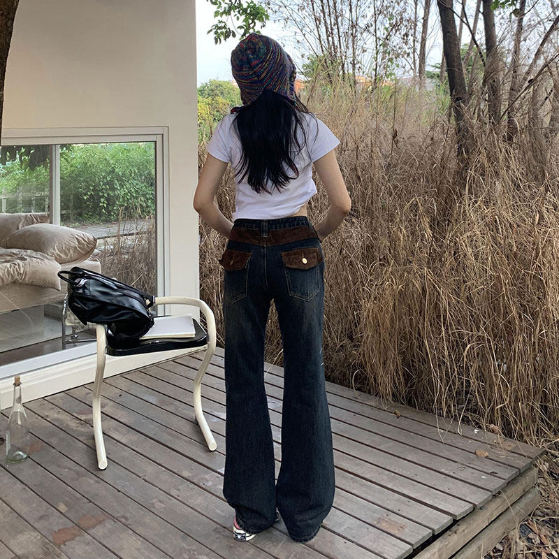 橘子树在哪儿美式辣妹低腰微喇牛仔裤女秋冬设计感小众修身拖地裤,淘宝优惠券,粉丝福利购,淘宝优惠卷