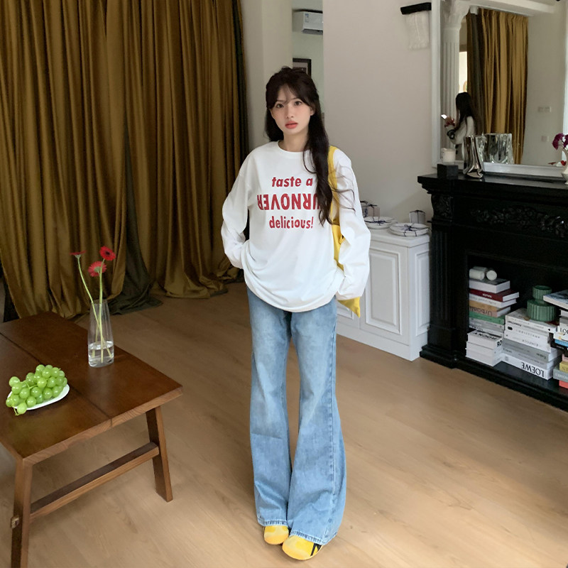 橘子树在哪儿复古水洗微喇牛仔裤女秋季宽松显瘦窄版直筒拖地长裤,淘宝优惠券,粉丝福利购,淘宝优惠卷