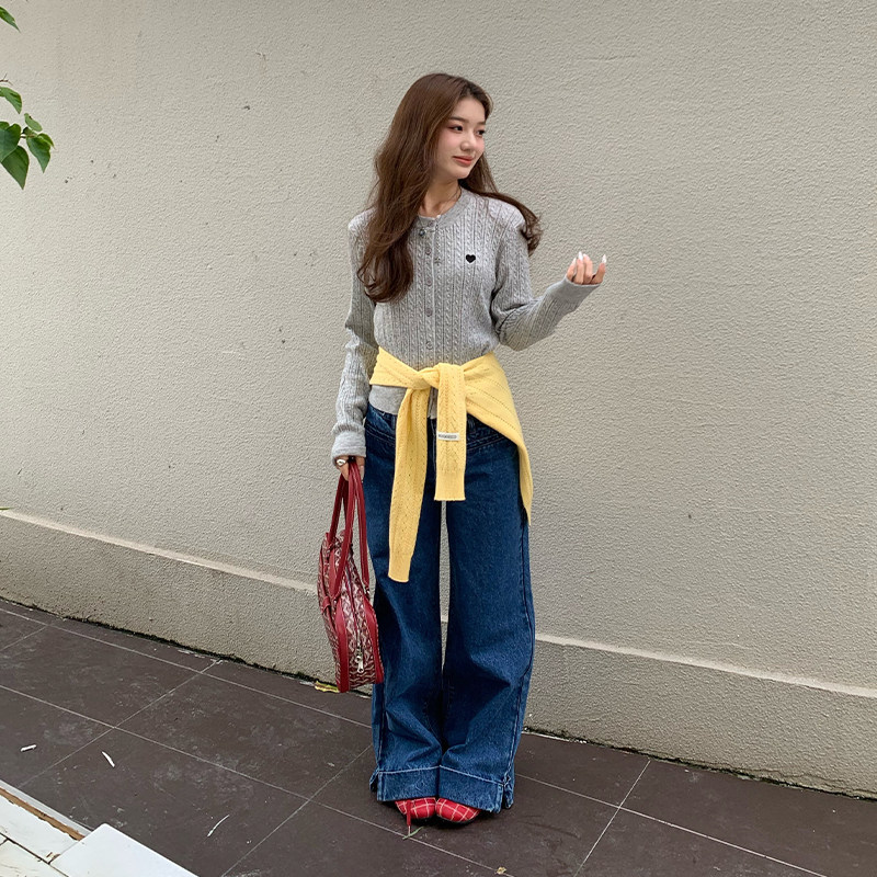 橘子树在哪儿美式复古直筒牛仔裤女秋设计感重磅宽松百搭双扣裤子,淘宝优惠券,粉丝福利购,淘宝优惠卷