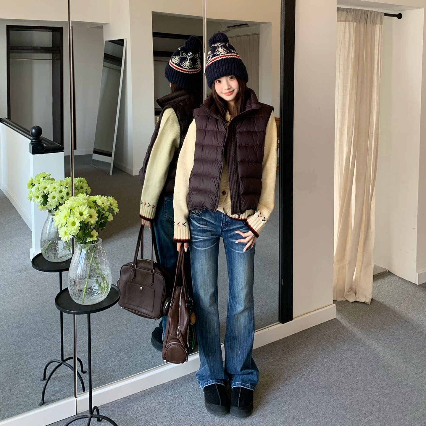 橘子树在哪儿复古中腰猫须微喇牛仔裤女秋冬设计感直筒显瘦马蹄裤,淘宝优惠券,粉丝福利购,淘宝优惠卷