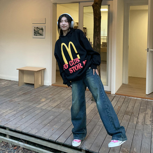 橘子树在哪儿白色复古直筒牛仔裤女春季款高腰宽松垂感拖地阔腿裤 - 图3