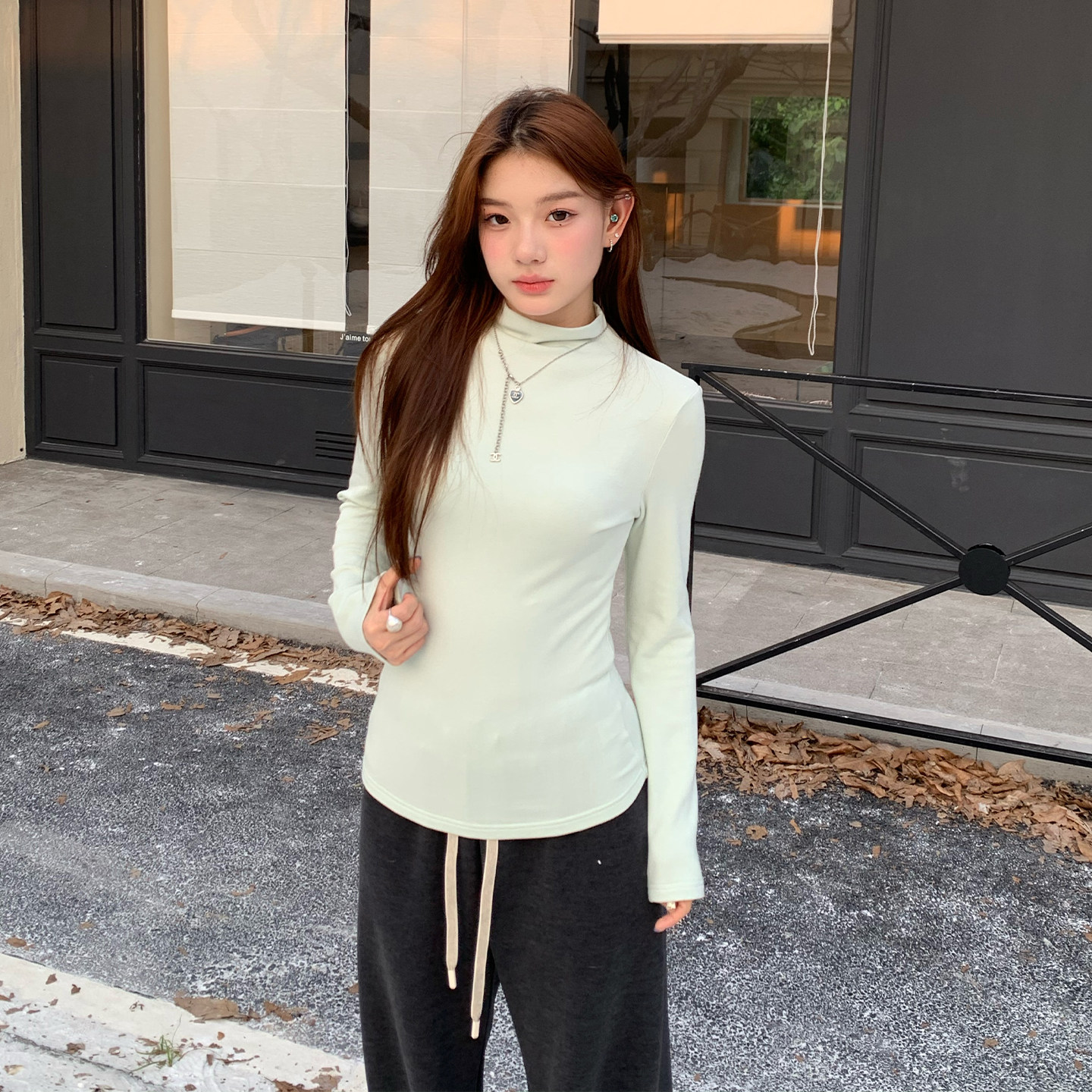 橘子树在哪儿韩系半高领磨毛长袖t恤女秋收腰显瘦正肩内搭打底衫,淘宝优惠券,粉丝福利购,淘宝优惠卷