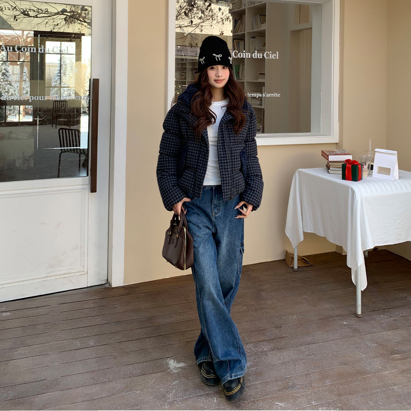 橘子树在哪儿蓝色加绒阔腿牛仔裤女冬季垂感休闲宽松直筒拖地裤子,淘宝优惠券,粉丝福利购,淘宝优惠卷