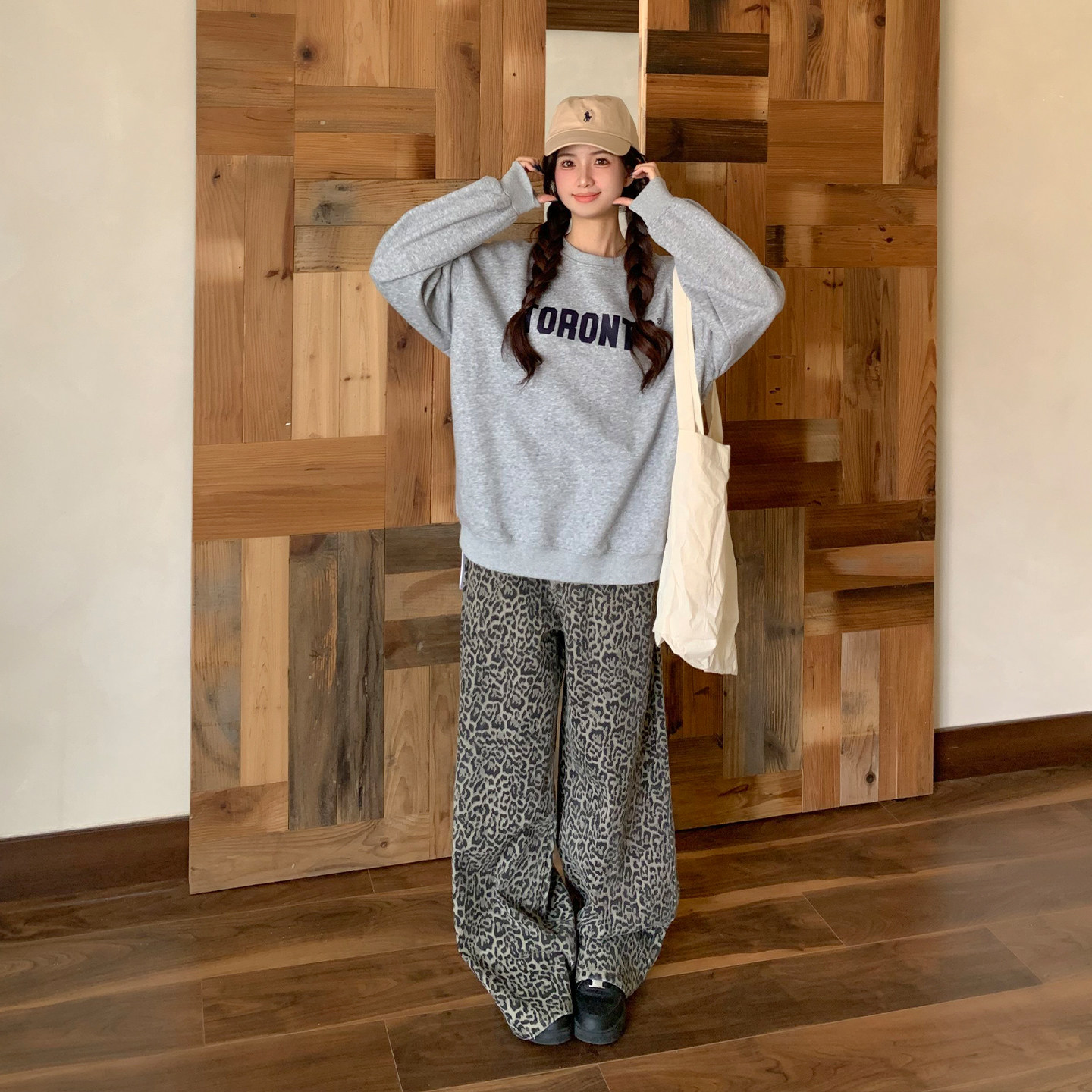 橘子树在哪儿美式复古豹纹牛仔裤女秋季慵懒高街休闲显瘦拖地裤子,淘宝优惠券,粉丝福利购,淘宝优惠卷