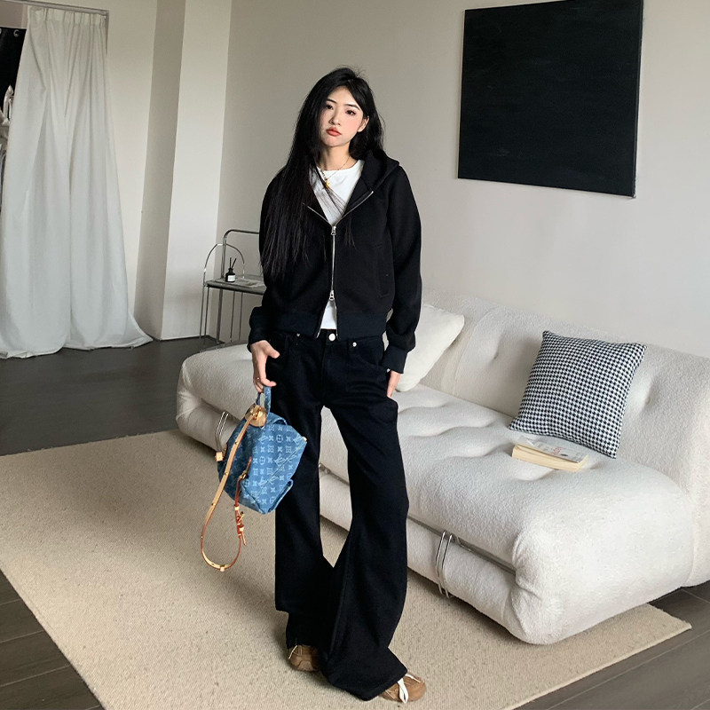 橘子树在哪儿复古水洗微喇牛仔裤女秋季宽松显瘦窄版直筒拖地长裤,淘宝优惠券,粉丝福利购,淘宝优惠卷