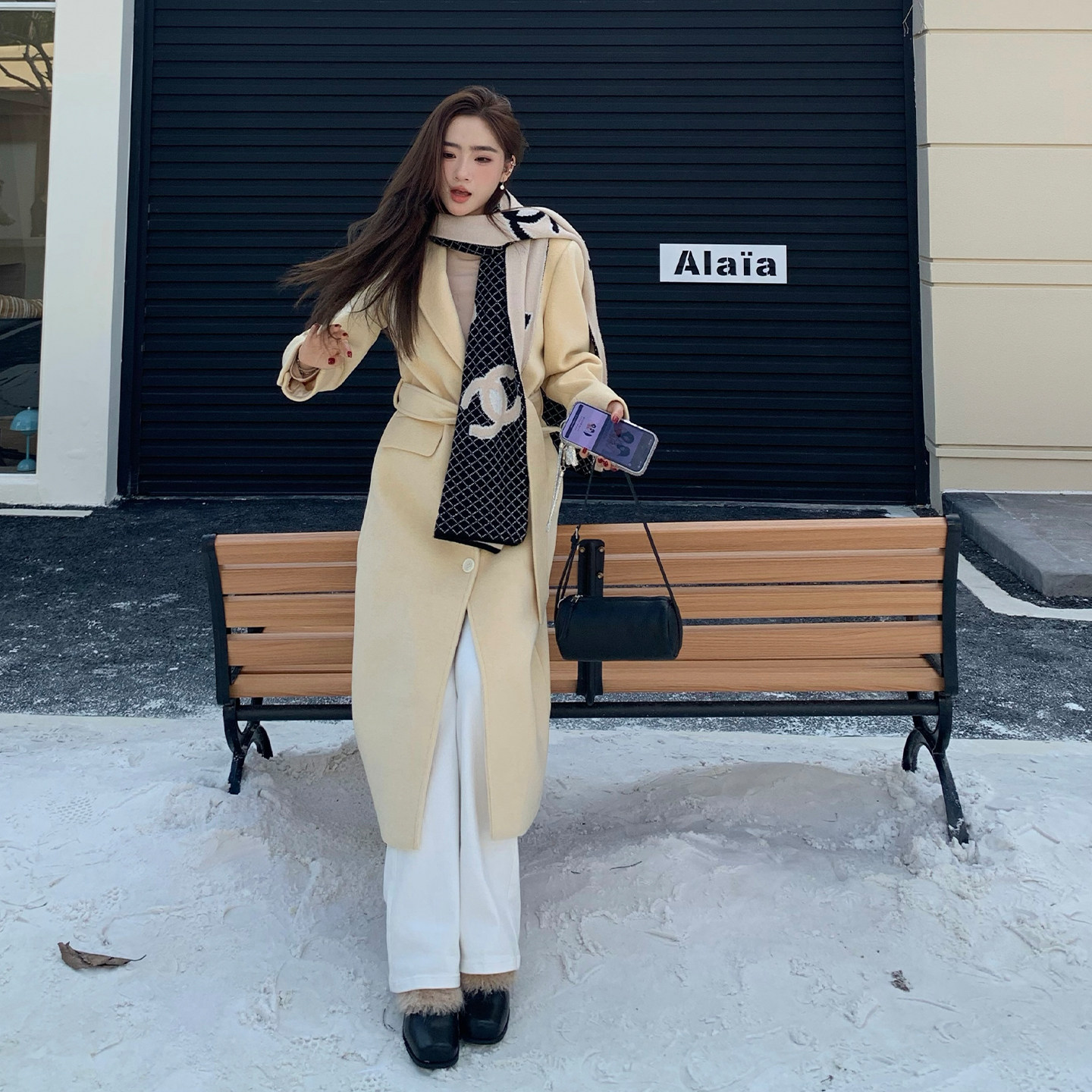 橘子树在哪儿高腰四面弹微喇牛仔裤女秋冬设计感直筒修身显瘦裤子,淘宝优惠券,粉丝福利购,淘宝优惠卷