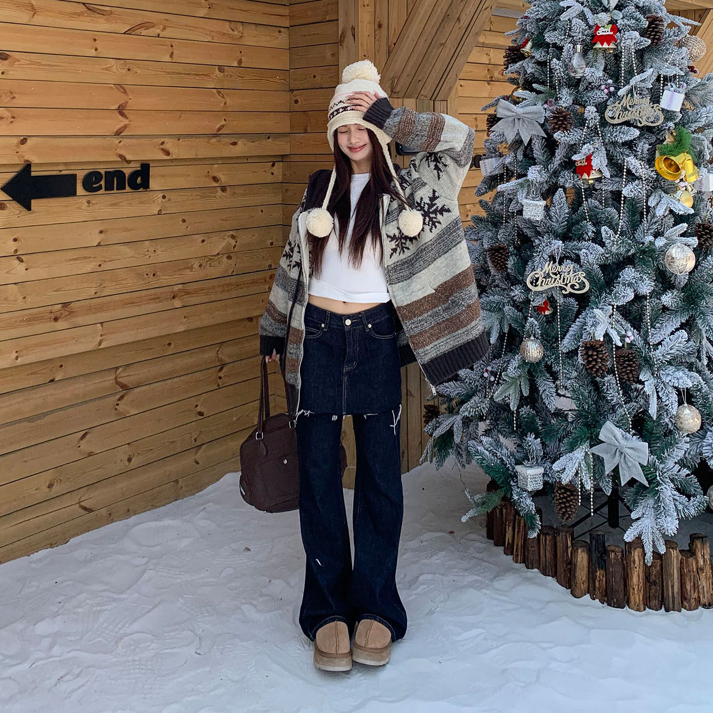 橘子树在哪儿美式假两件牛仔裤女冬季设计感直筒休闲显瘦拖地裤子,淘宝优惠券,粉丝福利购,淘宝优惠卷