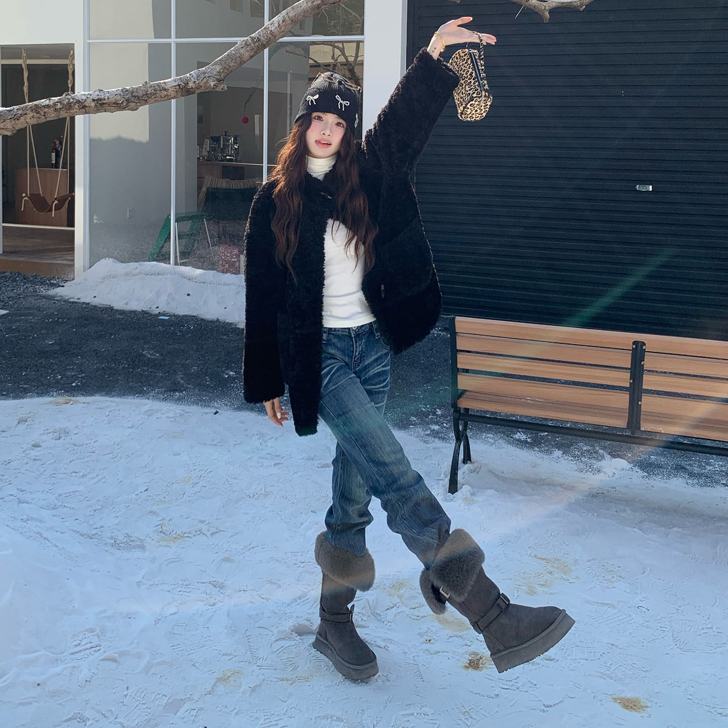 橘子树在哪儿复古中腰猫须微喇牛仔裤女秋冬设计感直筒显瘦马蹄裤,淘宝优惠券,粉丝福利购,淘宝优惠卷