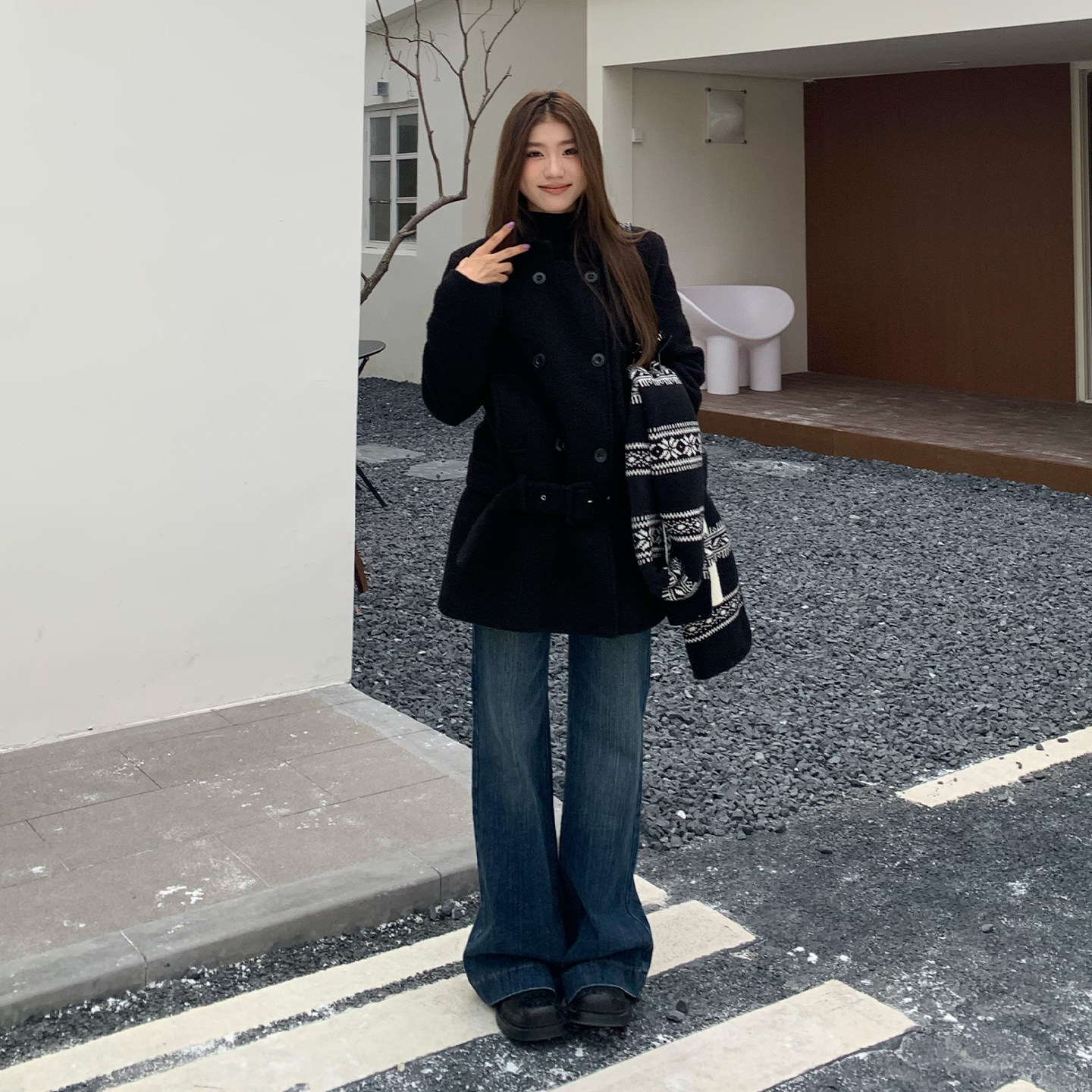 橘子树在哪儿蓝色中腰竹节微喇牛仔裤女秋冬辣妹弹力直筒显瘦裤子,淘宝优惠券,粉丝福利购,淘宝优惠卷