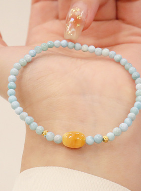 天然海纹石单圈手串原创小众高级感设计搭配蜜蜡饰品女手链简约款