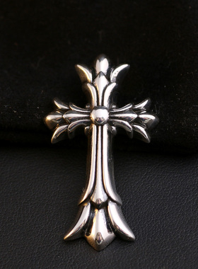 老银匠小号双层十字架朋克风吊坠