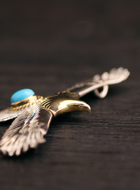 高桥吾郎一休铜头纯银老鹰项链