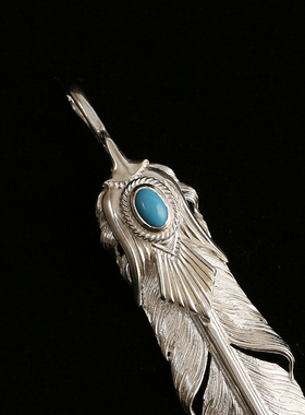 一休老银匠情侣925吊坠松石羽毛