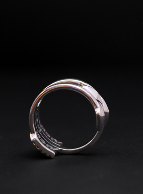 一休纯手工制作纯银开口戒指指环