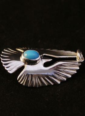 高桥吾郎纯银飞鹰镶嵌吊坠