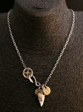 一休高桥吾郎 925纯银小长矛 切边饼成品套装项链男女款