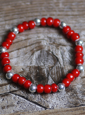 一休高桥吾郎风格手链纯银琉璃珠