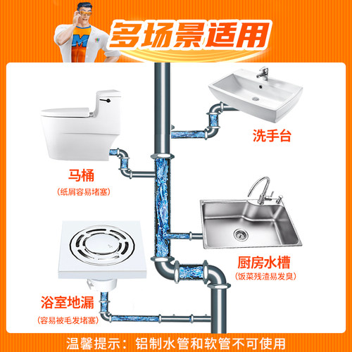 威猛先生管道疏通剂厕所地漏厨房除臭去异味强力下水道溶解剂500g - 图0