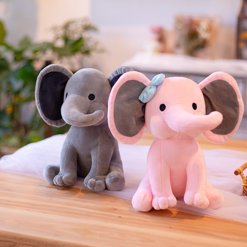 跨境热推亚马逊速卖通彩色婴儿安抚大象公仔毛绒玩具小象玩偶娃娃 - 图0