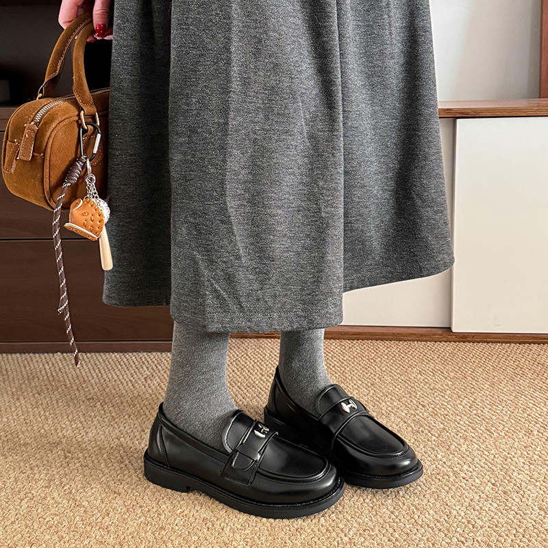 时尚百搭乐福鞋女2026厂家新款厚底一脚蹬单鞋百搭黑色配jk小皮鞋,淘宝优惠券,粉丝福利购,淘宝优惠卷