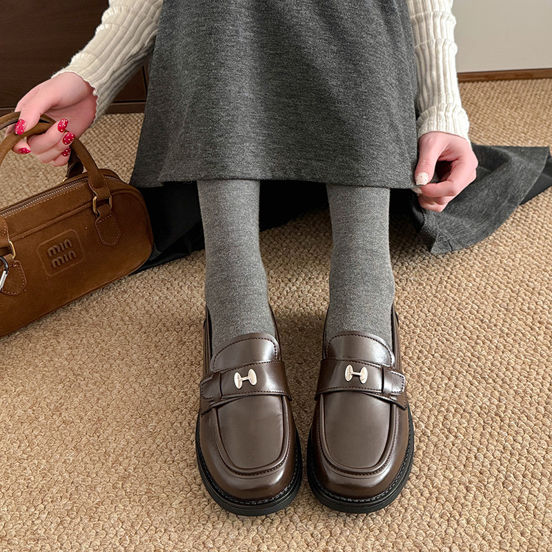 时尚百搭乐福鞋女2026厂家新款厚底一脚蹬单鞋百搭黑色配jk小皮鞋,淘宝优惠券,粉丝福利购,淘宝优惠卷