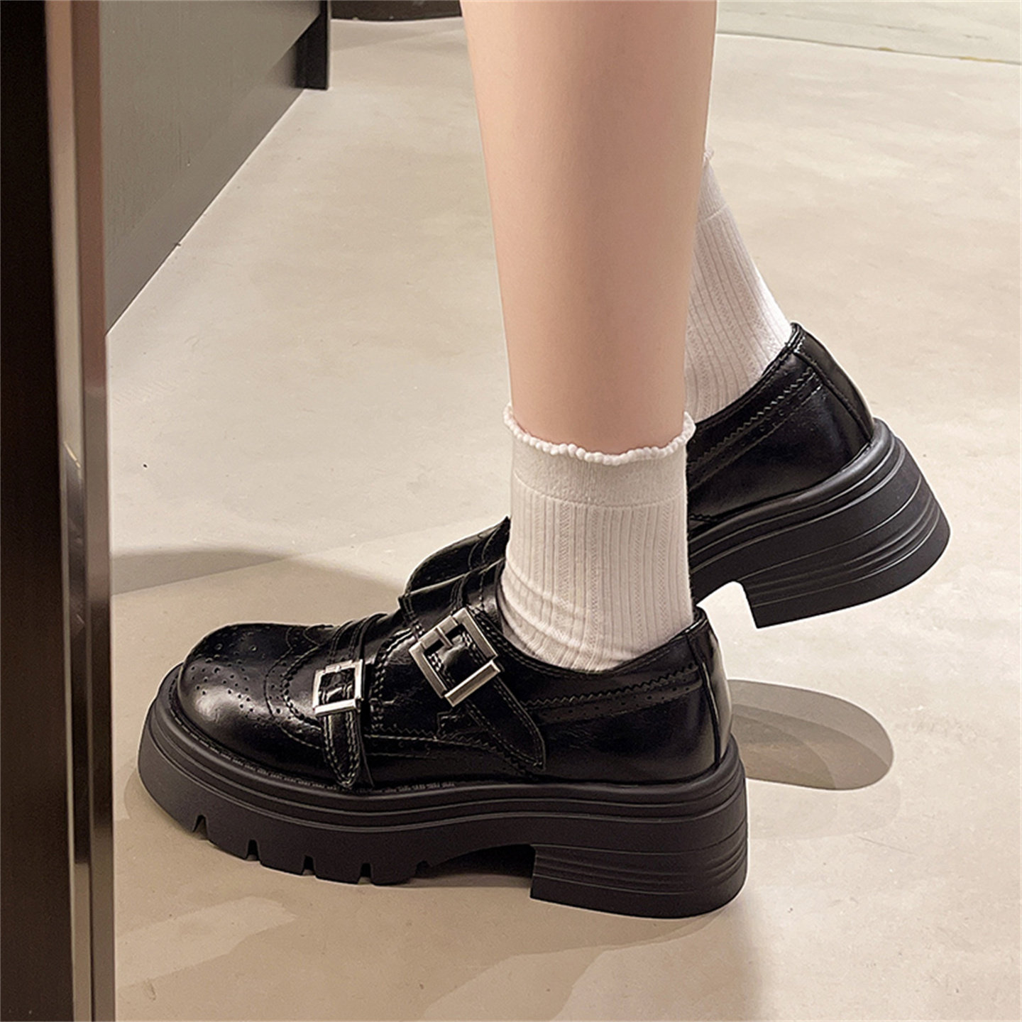 气质厚底乐福鞋女2026年春季新款高级感百搭单鞋增高配裙子小皮鞋,淘宝优惠券,粉丝福利购,淘宝优惠卷