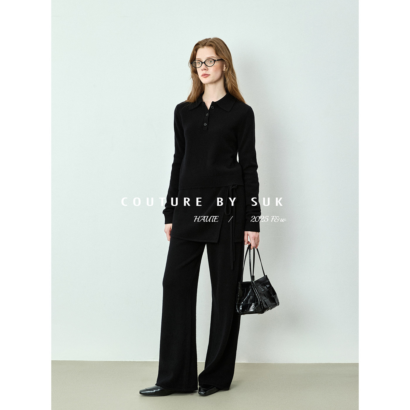 SUK 时尚摩登！ 100%羊毛翻领三粒扣针织衫假两件裙裤两件套装女,淘宝优惠券,粉丝福利购,淘宝优惠卷