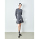 SUK swaying cable! 100% wool lapel single-breasted slim high-waisted A-line skirt knitted dress for women