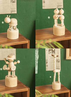 木质实木装饰复古桌面小动物摆件