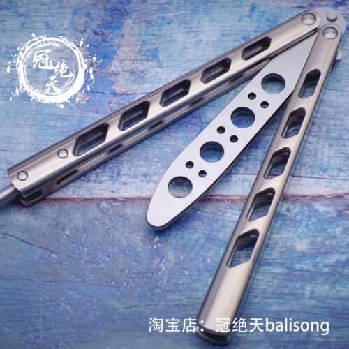 THEONE天使蝴蝶刀【冠绝天balisong】钛合金一体式花式未开刃甩刀 - 图0