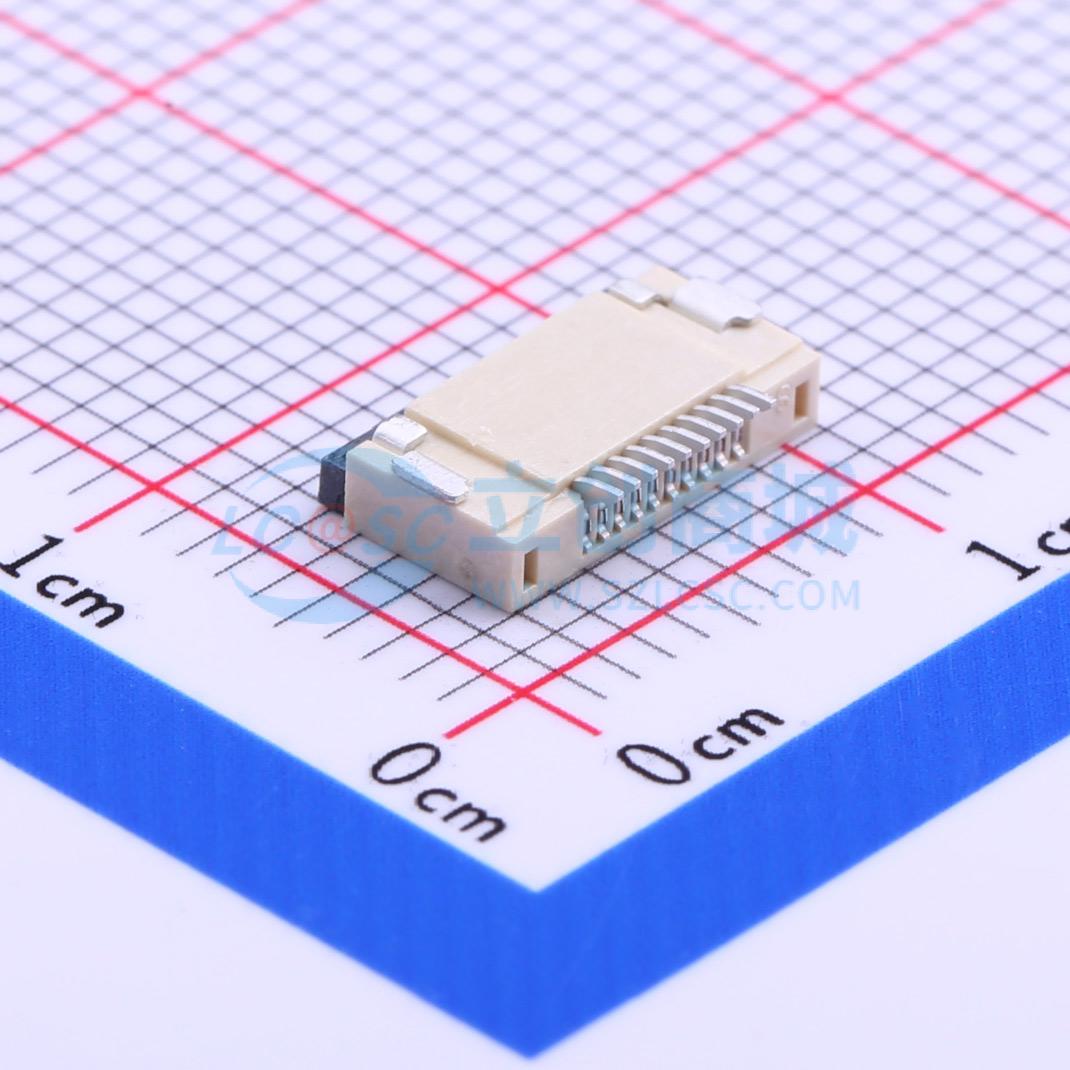 连接器 FPC0.5MM10P翻盖式下接触 SMD,P=0.5mm 电子元器件 - 图0