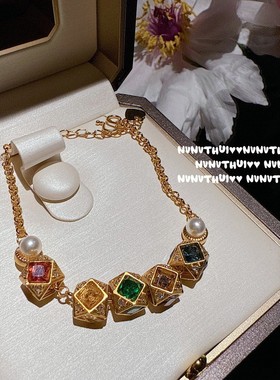 古法花丝螺钿 天使琉璃盘缠项链女新中式花团锦簇簪花流苏项链