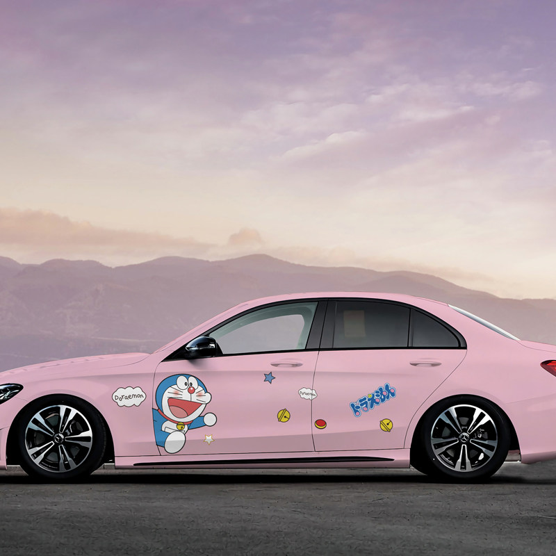 哆啦a梦汽车贴纸机器猫可爱卡通车身划痕装饰叮当猫个性车贴画