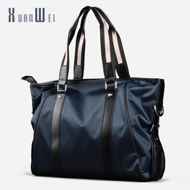 轩唯手提包帆布配真皮横款男士包包 轩唯男士包袋