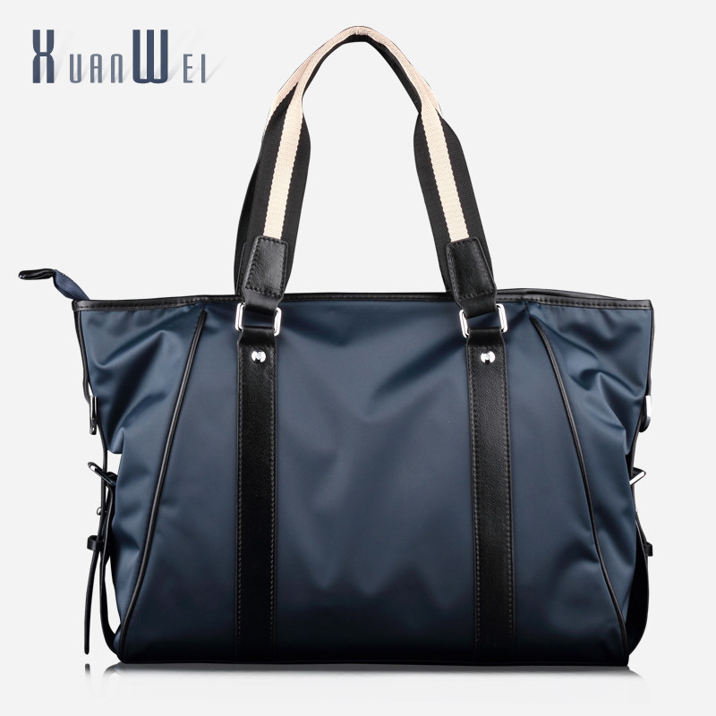 轩唯手提包帆布配真皮横款男士包包 轩唯男士包袋