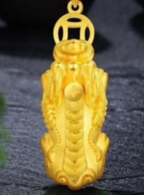 抢越南沙金如意貔貅吊坠男女金色编绳项链招财皮丘毛衣链实心挂