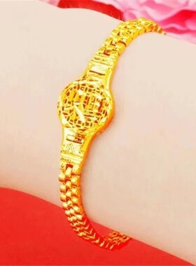 福字金色手链女士手表