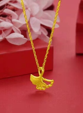 新款银杏叶金色锁骨链