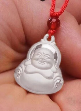 简约大肚佛银色吊坠04