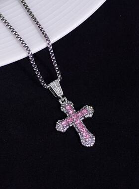 欧美高级感闪钻十字架项链