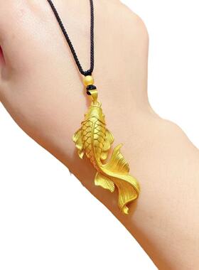 新款金色大鲤鱼吊坠项链