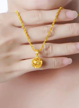 新款绣球金色水波锁骨链