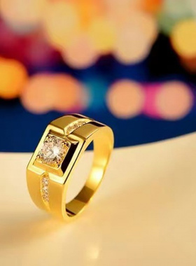 招财男士活口一排钻可调节婚戒