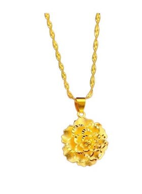 新款大花金色水波链牡丹吊坠